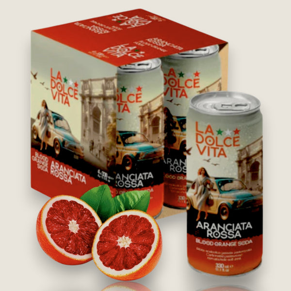 Blood Orange Flavored Italian Sparkling Soda - 4 Pack