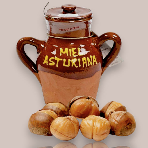 Chestnut Honey in Ceramic Crock, 17.6 oz - Artisan Spanish Honey