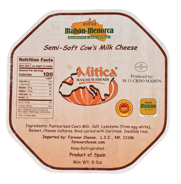 Mahon Cheese, 6 lb - Traditional Spanish Cheese