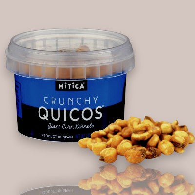 Crunchy Quicos - Giant Corn Kernels, 2.82 oz Minitub - Spanish Snack On-the-Go
