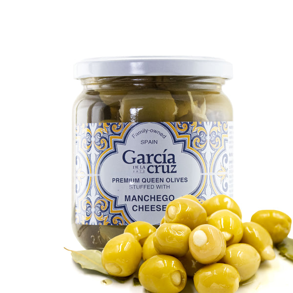 Manchego Cheese Stuffed Pitted Olives - 14 oz Glass Jar
