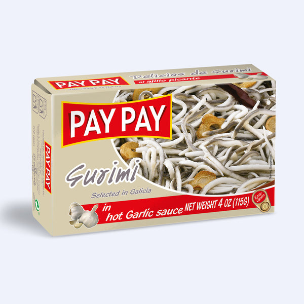 Surimi Imitation Baby Eels in Hot Garlic Sauce - 4 oz Cans (6 or 12-Pack)