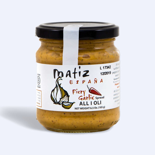 Fiery Ali i Oli Garlic Spread Sauce 6.5 oz Glass Jar