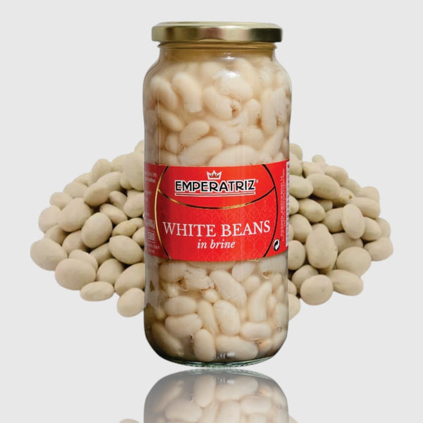 White Beans in Brine - Glass Jar 19.05oz / 14.11 oz Net