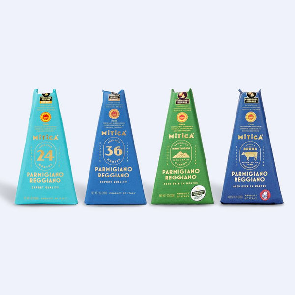 Parmigiano Reggiano Wedges 4-Pack – 4 to 7 oz (24M, 36M, Montagna, Disola Bruna)