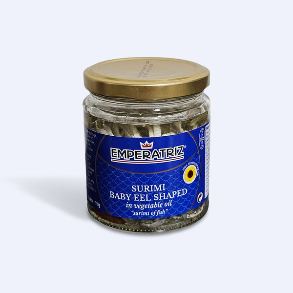 Surimi Baby Eel Shaped in Vegetable Oil - 7.76 oz / 3.88 oz Net - Glass Jar