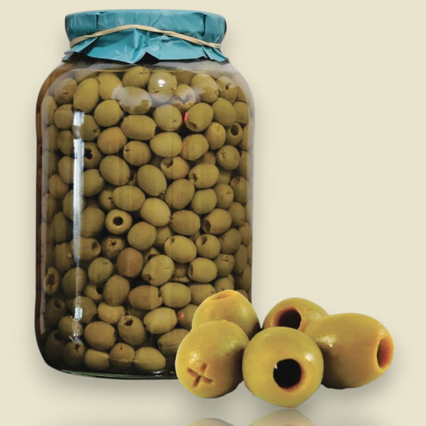 Pitted Green Olives - 135.80 oz / 70 oz Net - Glass Jar