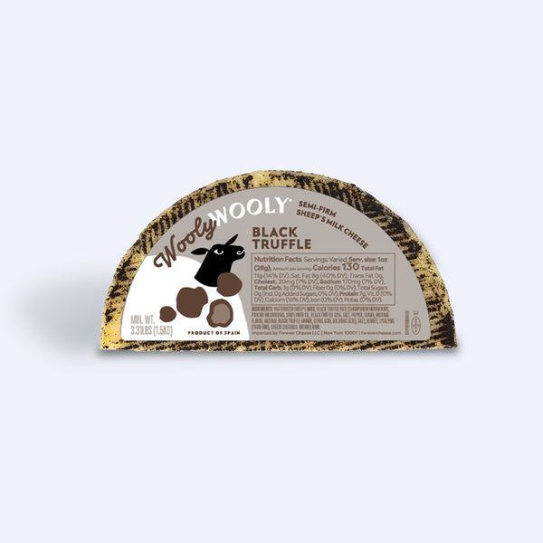 Sheep Cheese with Black Truffle – Semi-Firm (3–3.5 lb Half Wheel)