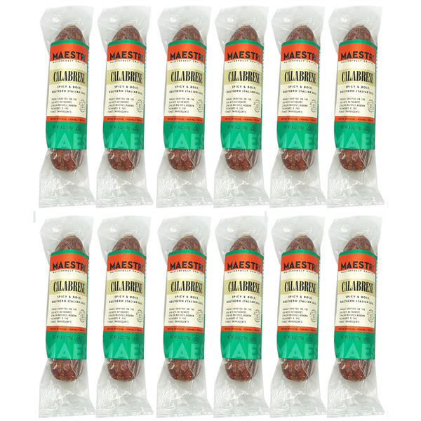 Maestri Calabrese Spicy Italian Salami Chubs 6 oz Each | Whole Salami for Charcuterie
