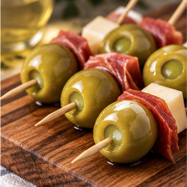 GOMU Spanish Manzanilla Olives Stuffed with Anchovies Extra Large, Low Salt, 12.35 oz Each