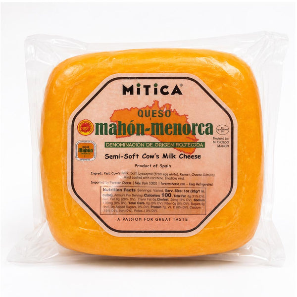 Mitica Mahón-Menorca DOP Cheese Wheel (Approx. 7–8 lb) | Imported Spanish Cow's Milk Cheese | Aged 4 Months | Buttery & Nutty Flavor