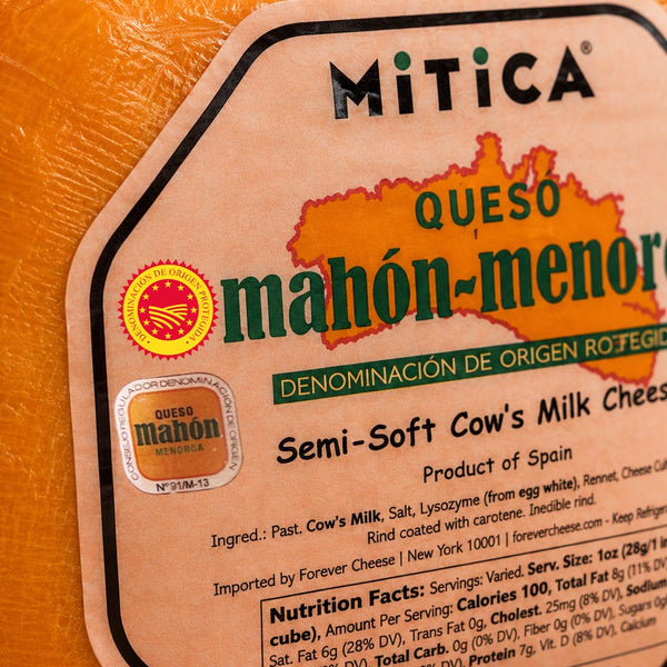 Mitica Mahón-Menorca DOP Cheese Wheel (Approx. 7–8 lb) | Imported Spanish Cow's Milk Cheese | Aged 4 Months | Buttery & Nutty Flavor