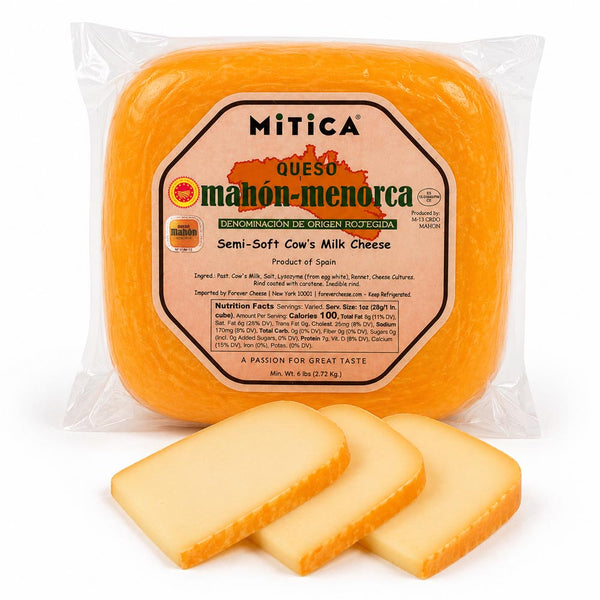 Mitica Mahón-Menorca DOP Cheese Wheel (Approx. 7–8 lb) | Imported Spanish Cow's Milk Cheese | Aged 4 Months | Buttery & Nutty Flavor