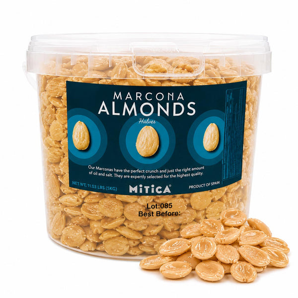 Mitica Marcona Almond Halves Fried & Salted 5kg (11.03 lbs Tub | Bulk Foodservice Size