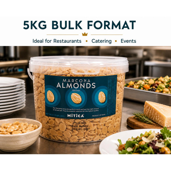 Mitica Marcona Almond Halves Fried & Salted 5kg (11.03 lbs Tub | Bulk Foodservice Size