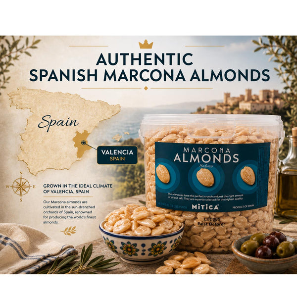 Mitica Marcona Almond Halves Fried & Salted 5kg (11.03 lbs Tub | Bulk Foodservice Size