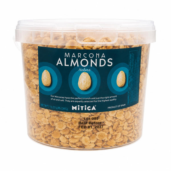 Mitica Marcona Almond Halves Fried & Salted 5kg (11.03 lbs Tub | Bulk Foodservice Size