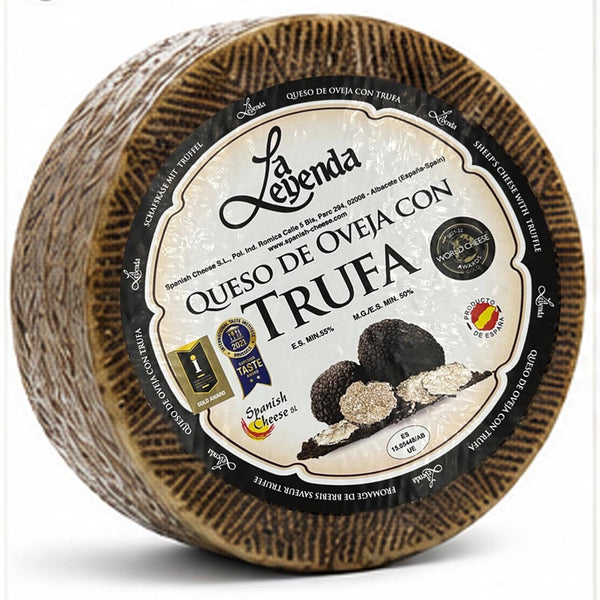 Black Truffle Sheep’s Milk Cheese Wheel | Aged 5 Months | Imported from Spain | 7–8 lb