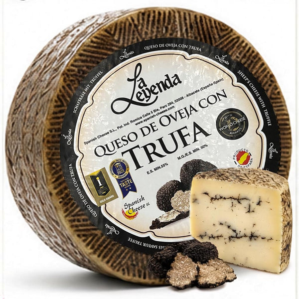Black Truffle Sheep’s Milk Cheese Wheel | Aged 5 Months | Imported from Spain | 7–8 lb