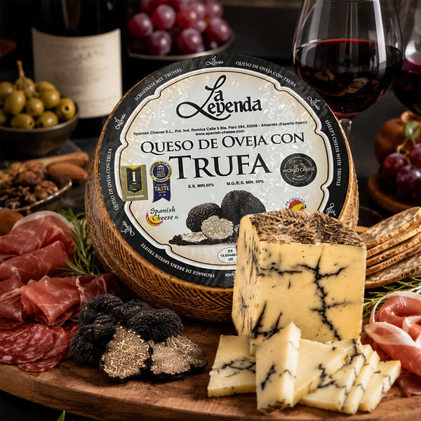 Black Truffle Sheep’s Milk Cheese Wheel | Aged 5 Months | Imported from Spain | 7–8 lb