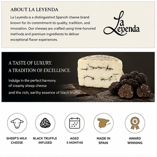 Black Truffle Sheep’s Milk Cheese Wheel | Aged 5 Months | Imported from Spain | 7–8 lb