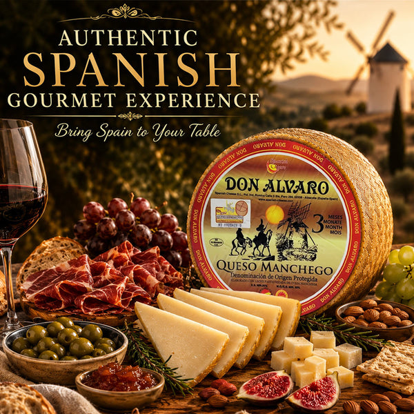 DON ALVARO Manchego Cheese Half Cured 3 Months (7–8 lb Wheel)