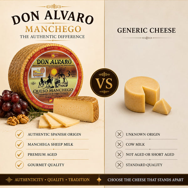 DON ALVARO Manchego Cheese Half Cured 3 Months (7–8 lb Wheel)