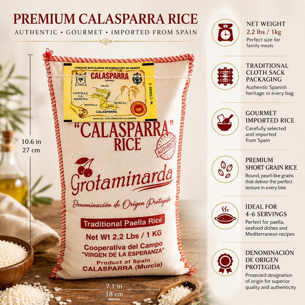 Grotaminarda Calasparra Rice D.O.P Authentic Spanish Short-Grain Paella Rice 2.2 lb (1 kg)