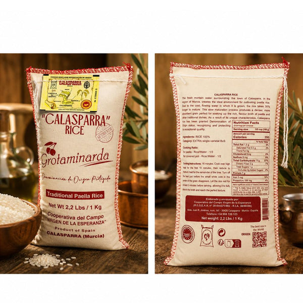 Grotaminarda Calasparra Rice D.O.P Authentic Spanish Short-Grain Paella Rice 2.2 lb (1 kg)