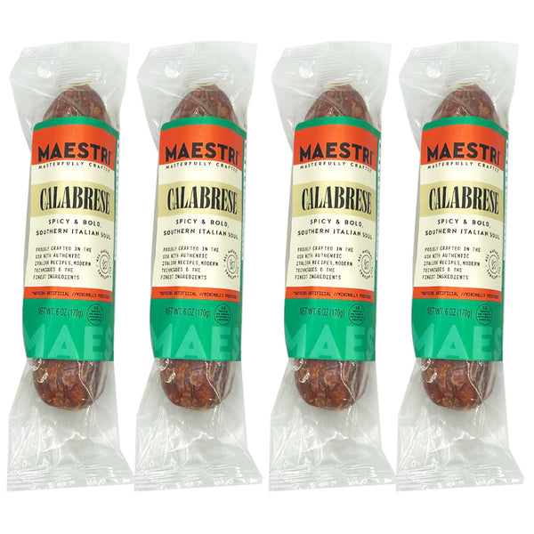 Maestri Calabrese Spicy Italian Salami Chubs 6 oz Each | Whole Salami for Charcuterie