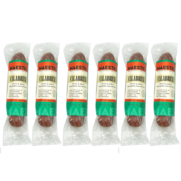 Maestri Calabrese Spicy Italian Salami Chubs 6 oz Each | Whole Salami for Charcuterie