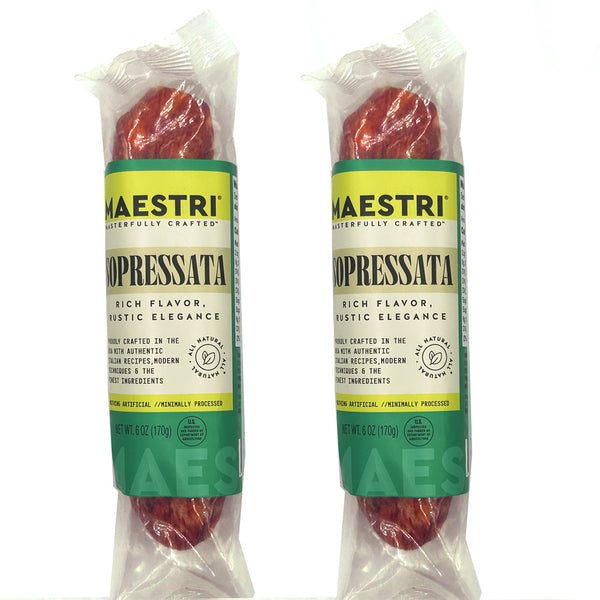 Maestri Italian Heritage Soppressata Salami 6 oz – 2 Pack | Dry-Cured Italian Salami