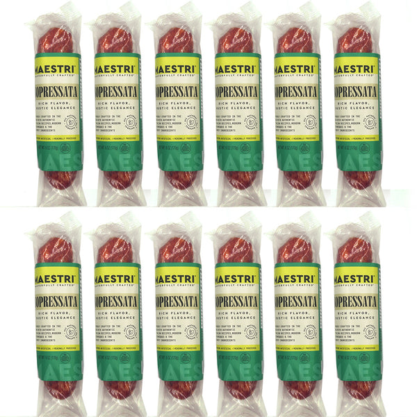 Maestri Italian Heritage Soppressata Salami Chubs, 6 oz Each | Dry-Cured Italian Salami