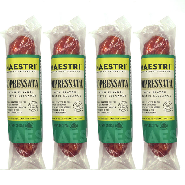 Maestri Italian Heritage Soppressata Salami Chubs, 6 oz Each | Dry-Cured Italian Salami