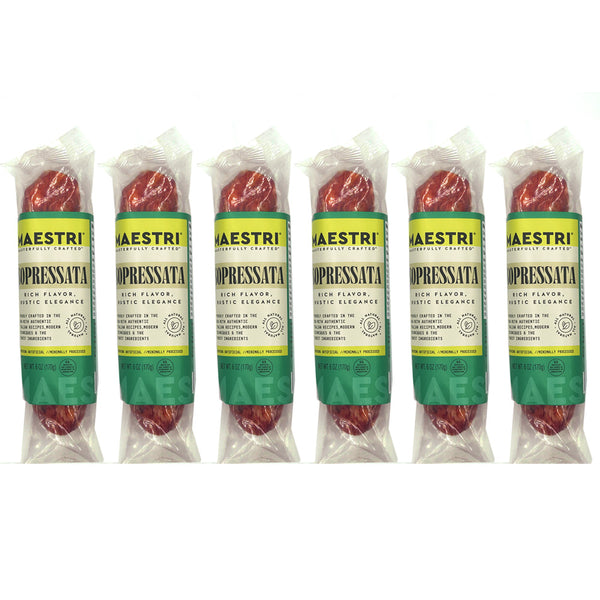Maestri Italian Heritage Soppressata Salami Chubs, 6 oz Each | Dry-Cured Italian Salami