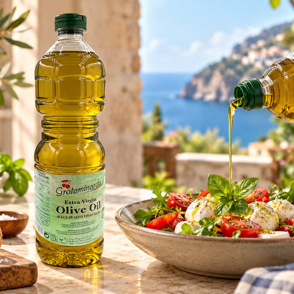Grotaminarda Extra Virgin Olive Oil 1 Liter Spanish EVOO from Spain for Cooking, Salads, Bread Dipping, Marinades & Everyday Kitchen Use