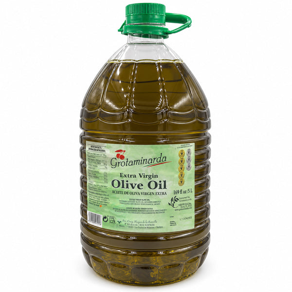 GROTAMINARDA Spanish Extra Virgin Olive Oil – 5 Liter (169 fl oz) for Cooking, Salads & Bread Dipping