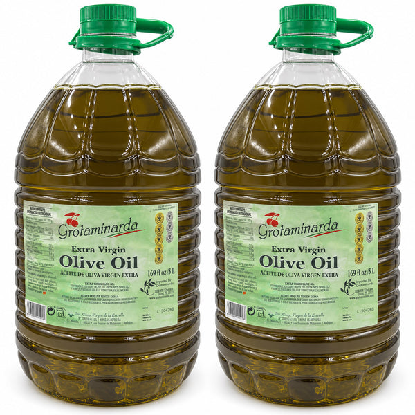 GROTAMINARDA Spanish Extra Virgin Olive Oil – 5 Liter (169 fl oz) for Cooking, Salads & Bread Dipping