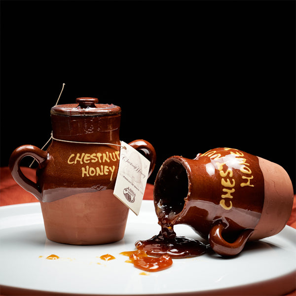 Chestnut Honey in Ceramic Crock, 17.6 oz - Artisan Spanish Honey