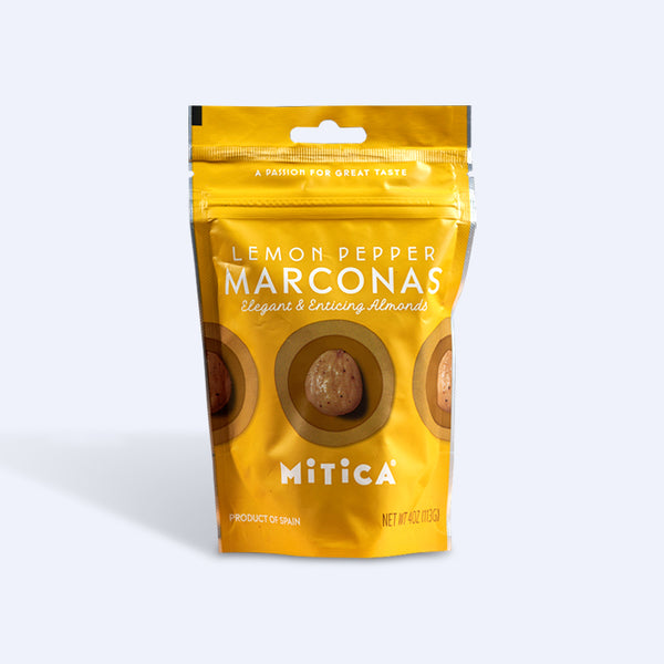 Lemon Pepper Marcona Almonds, 4 oz Bag - Zesty Spanish Snack