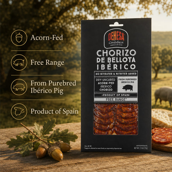 Acorn Fed Chorizo 100% Iberico, 2.5 oz, Pre-sliced - Gourmet Spanish Sausage