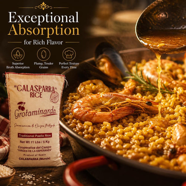 Grotaminarda Calasparra Short Grain Paella Rice D.O.P. – 11 lb (5 kg) | Imported from Spain
