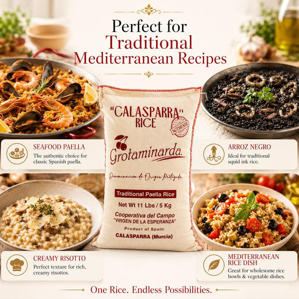 Grotaminarda Calasparra Short Grain Paella Rice D.O.P. – 11 lb (5 kg) | Imported from Spain