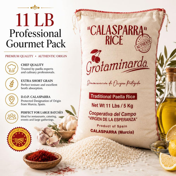 Grotaminarda Calasparra Short Grain Paella Rice D.O.P. – 11 lb (5 kg) | Imported from Spain