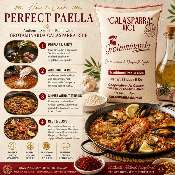 Grotaminarda Calasparra Short Grain Paella Rice D.O.P. – 11 lb (5 kg) | Imported from Spain