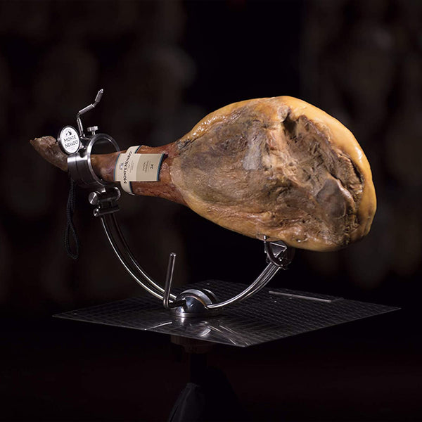 Serrano Ham, Cured 24 Months with Ham Holder, Knife, and Sharpener (16-19 lbs) Bone-In Skin-On