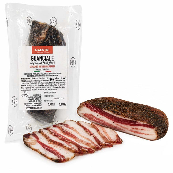 Maestri Guanciale Dry-Cured Pork Jowl – Imported from Italy for Carbonara, Amatriciana & Gricia – Approx. 0.40–0.55 lb