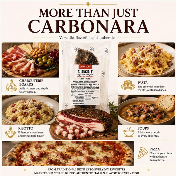 Maestri Guanciale Dry-Cured Pork Jowl – Imported from Italy for Carbonara, Amatriciana & Gricia – Approx. 0.40–0.55 lb