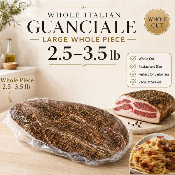 Grotaminarda Whole Italian Guanciale Dry Cured Pork Jowl 2.5–4.5 lb Authentic Italian Cured Meat
