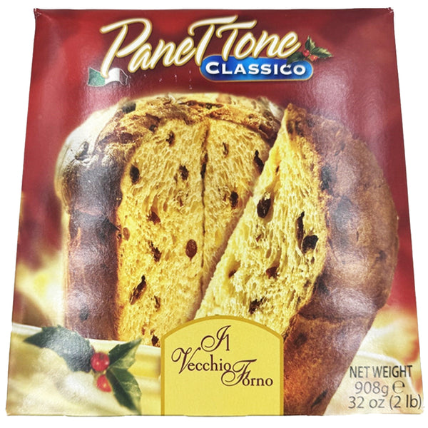 Classic Panettone Italian Christmas Cake with Raisins & Candied Orange Peel – Il Vecchio Forno 2 lb (908g)